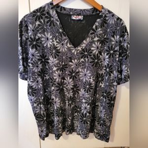 No Limits Flower Semi Sheer Top Sz XL